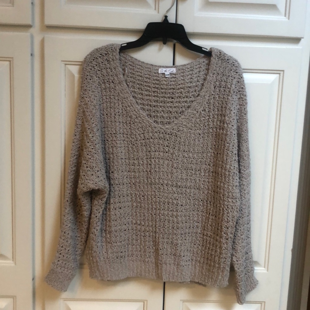 On the Road open weave taupe sweater